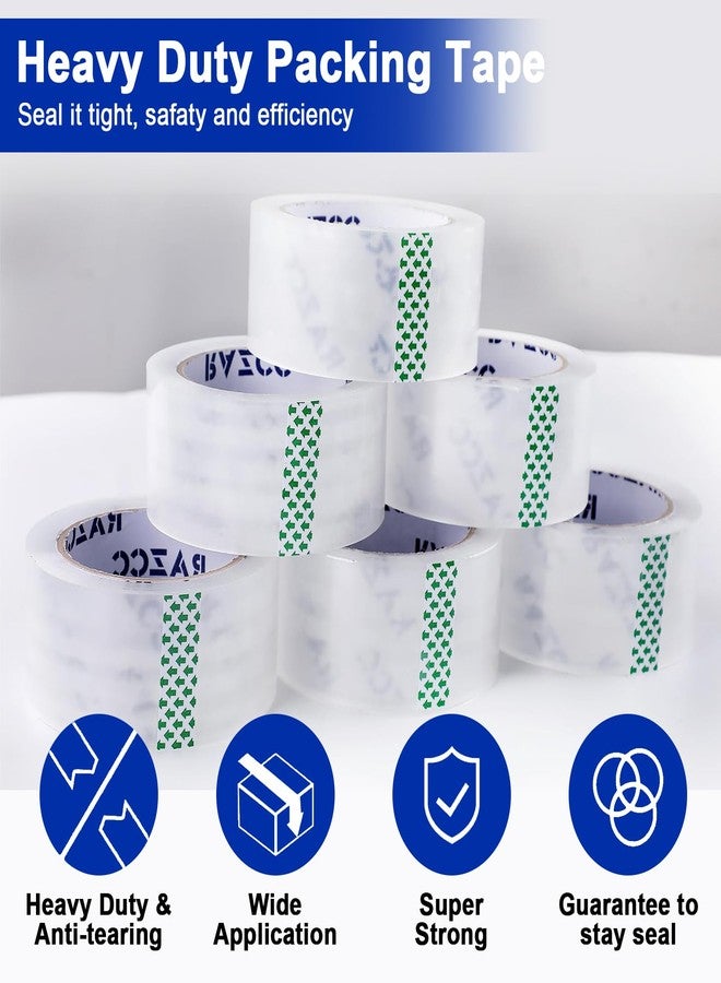 RAZCC Clear Packing Tape, 18 Rolls Heavy Duty Packaging Tape with Dispensers for Packing Shipping Moving and Sealing, Thicker Packing Tape-2" x 65 Yards Per Roll, 1170 Total Yards - Image 3