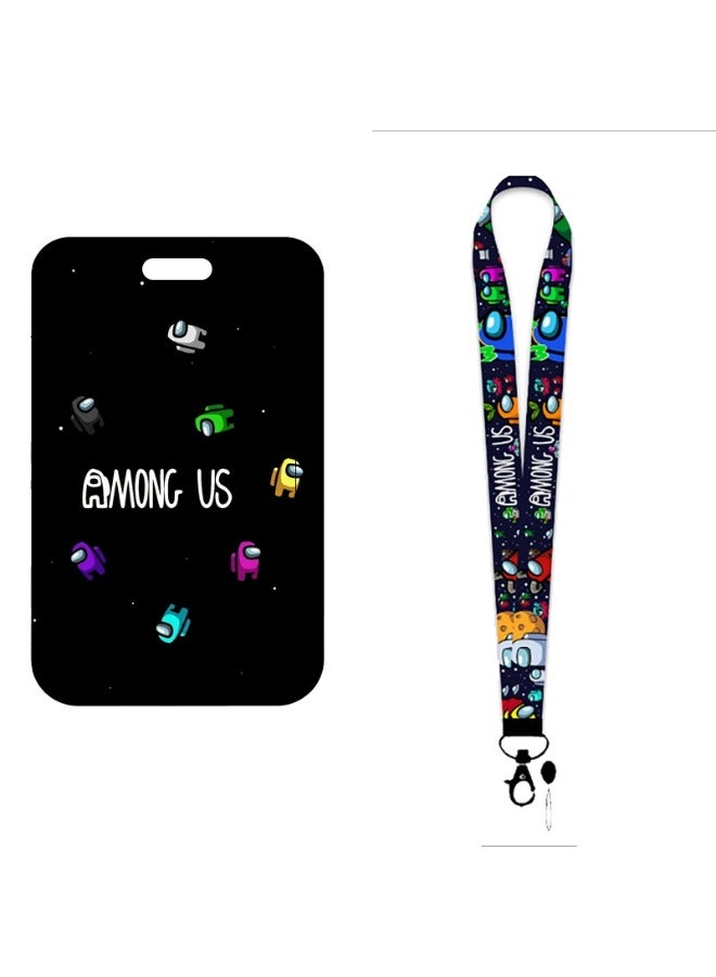 NIBEMINENT 1 - Piece Among Us Kpop Photo Card Holder Pendant Key Chain ID Badge Holder ID Card Holder Photo Card Protector for School ID Office ID Access Card for Women Girls