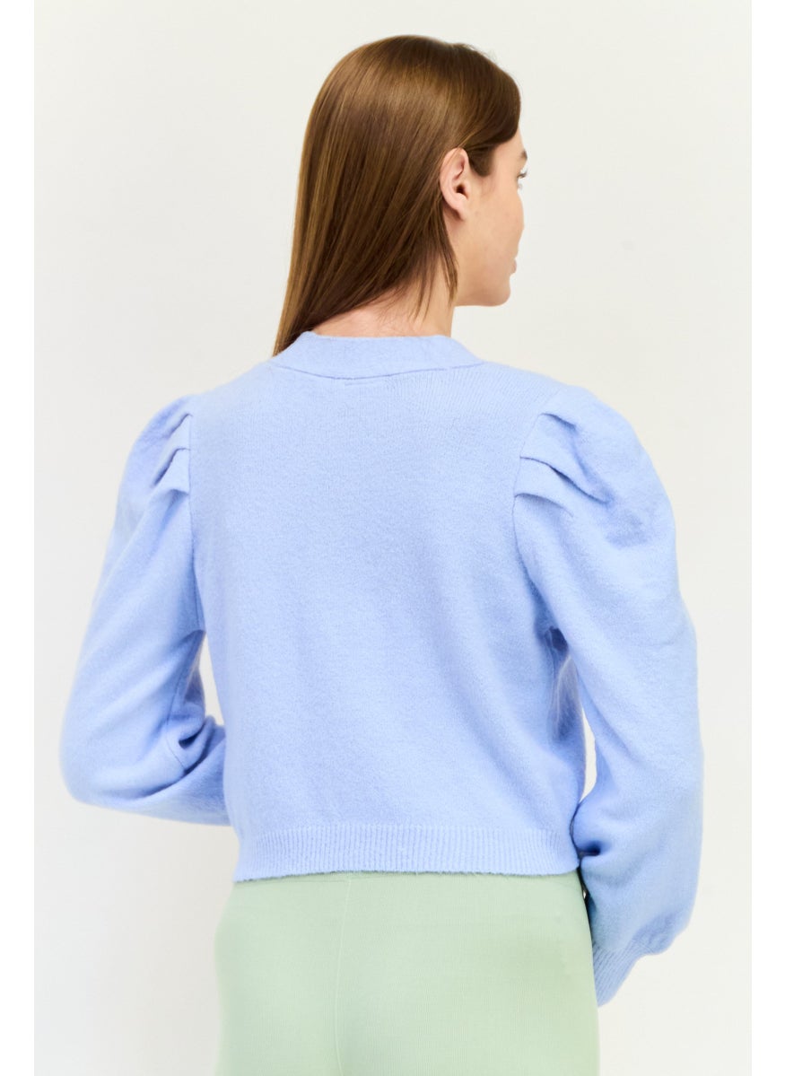 PIECES Maternity V-Neck Knitted Sweaters, Sky Blue  - Image 3