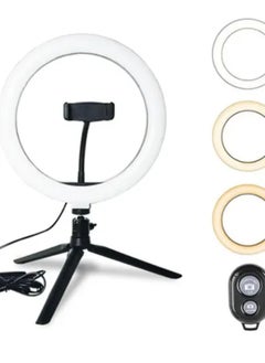 SHOPI LED Ring Light Studio Photo Video Dimmable Lamp Tripod Stand Selfie Camera Phone Black  - Image 1