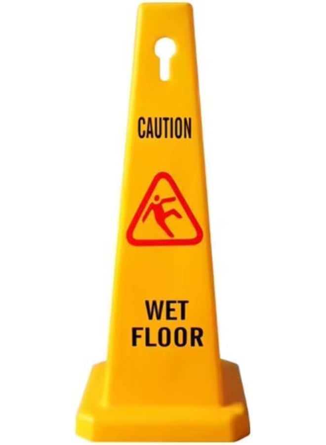 Caution 4 Sides View Wet Floor Safety Cone | Highly Visible Yellow Wet Floor Sign for Safety | Easily Noticable Floor Sign 68x28x28 cm  - Image 1