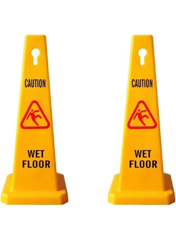 Caution 4 Sides View Wet Floor Safety Cone | Highly Visible Yellow Wet Floor Sign for Safety | Easily Noticable Floor Sign 68x28x28 cm  - Image 3
