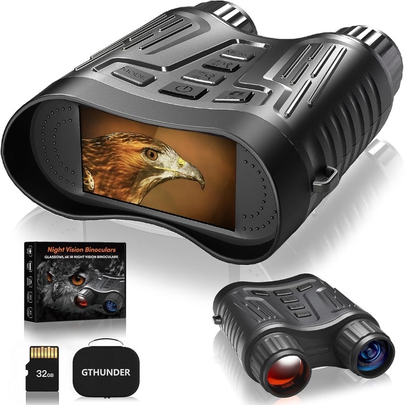 GTHUNDER Night Vision Goggles Binoculars with Remote Monitor on App | Crystal Clear 4K UHD Video & 52MP Full Color Photos on 4" HD Screen |10X Zoom Ideal for Camping Hunting & Wildlife Observation - Image 1