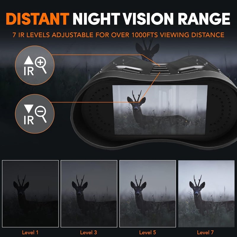 GTHUNDER Night Vision Goggles Binoculars with Remote Monitor on App | Crystal Clear 4K UHD Video & 52MP Full Color Photos on 4" HD Screen |10X Zoom Ideal for Camping Hunting & Wildlife Observation - Image 5