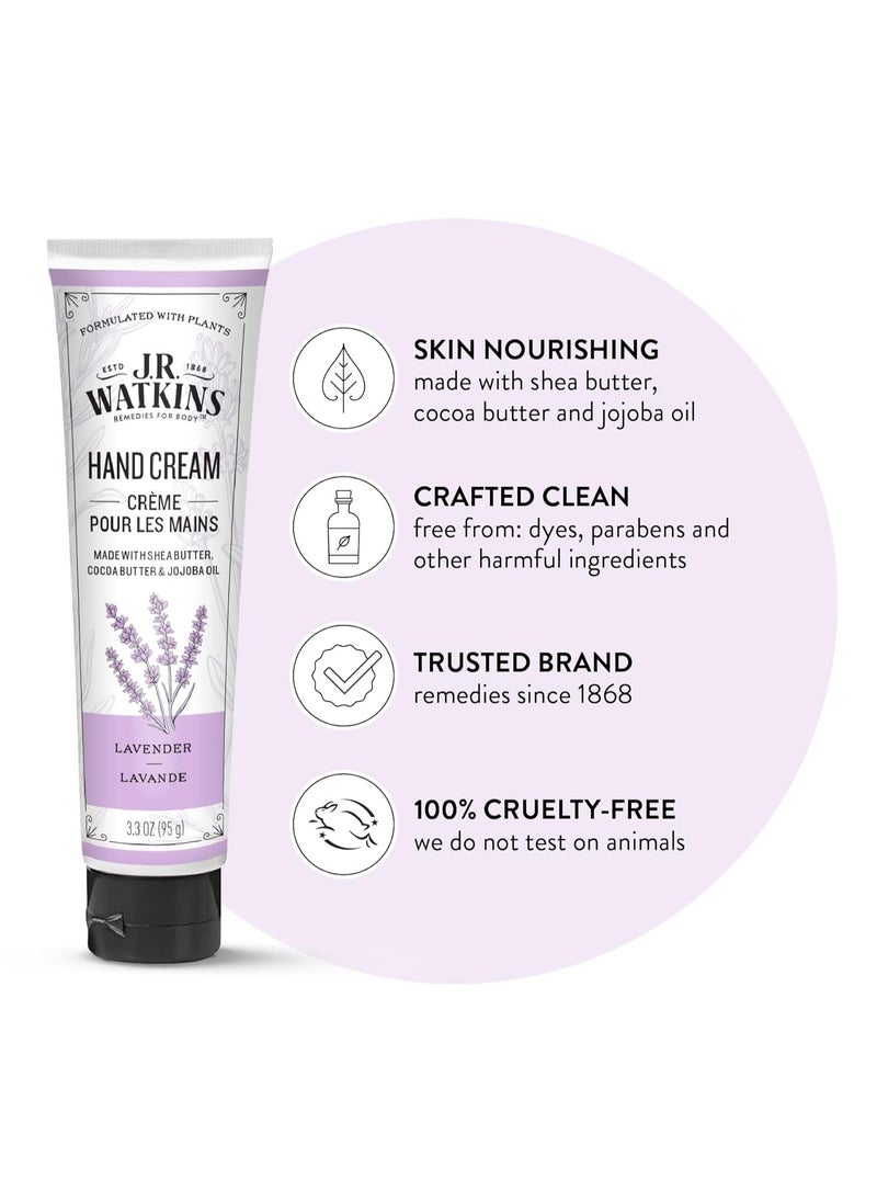 J.R.WATKINS J.R. Watkins Natural Moisturizing Hand Cream, Hydrating Hand Moisturizer with Shea Butter, Cocoa Butter, and Avocado Oil, USA Made and Cruelty Free, 3.3oz, Lavender, Single  - Image 2
