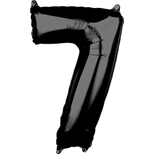 Balloonistics Black Number 7 Foil Balloon for Birthday Milestone Anniversary Decoration 16 Inches - Image 1