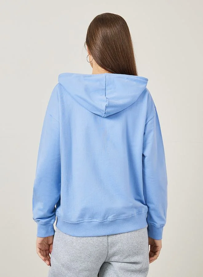Styli Regular Fit Solid Hoodie with Front Pocket