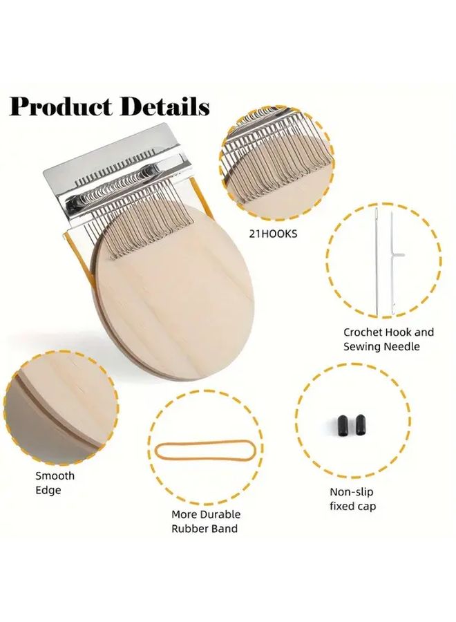 Mini Knitting Machine Set with 21 Hooks DIY Weaving Embroidery Tool for Fabric Repair - Image 2