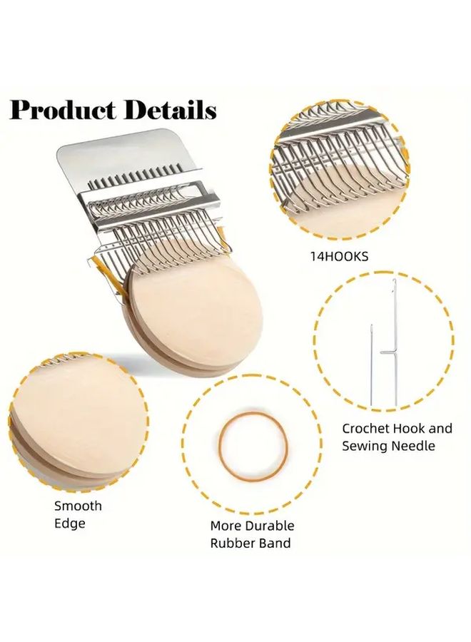 Mini Knitting Machine Set with 21 Hooks DIY Weaving Embroidery Tool for Fabric Repair - Image 3