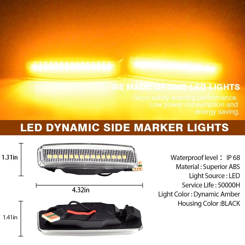 أضواء علامات جانبية أمامية لـ BMW 5 Series E39 (1995-2003) شفافة LED - Image 2