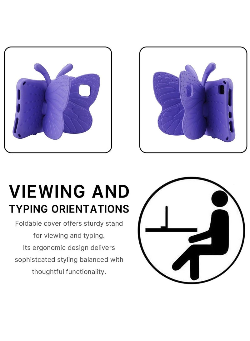 راكسوم حافظة آيباد ١٠ (الجيل العاشر) للأطفال، حافظة آيباد ١٠.٩ (٢٠٢٢) بتصميم فراشة مع حامل - حافظة آيباد كاملة الجسم مقاومة للصدمات والسقوط، مقاومة للأطفال (أرجواني) - Image 5