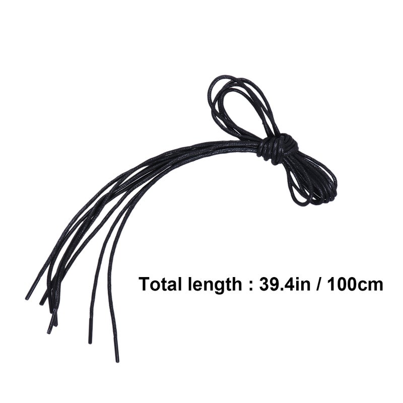 20 Pairs Round Waxed Shoe Laces Thin Shoes Accessories for Dress Shoes Chukka (Black) - Image 3