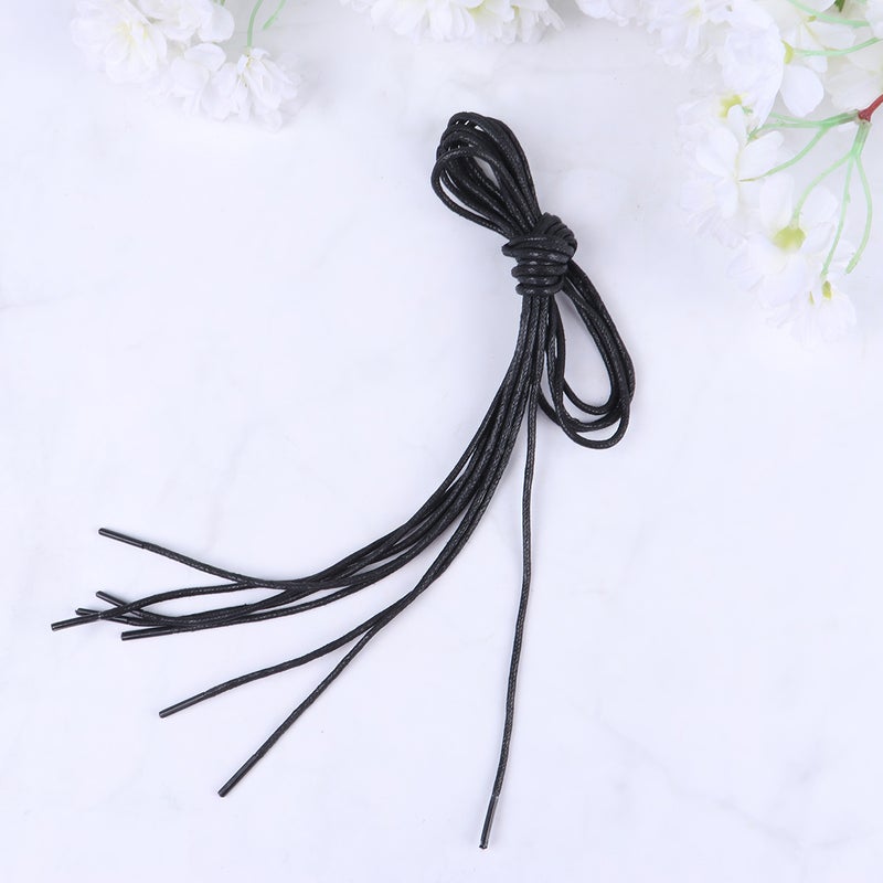 20 Pairs Round Waxed Shoe Laces Thin Shoes Accessories for Dress Shoes Chukka (Black) - Image 1