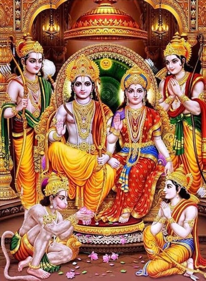 TREXEE Ram Darbar Diamond Art Painting for Adults Stained Glass Full Drill Diamond Dots Paintings for Beginners, 5D Paint with Diamonds Pictures Gem Art DIY (No Frame)(30X40CM) - Image 1