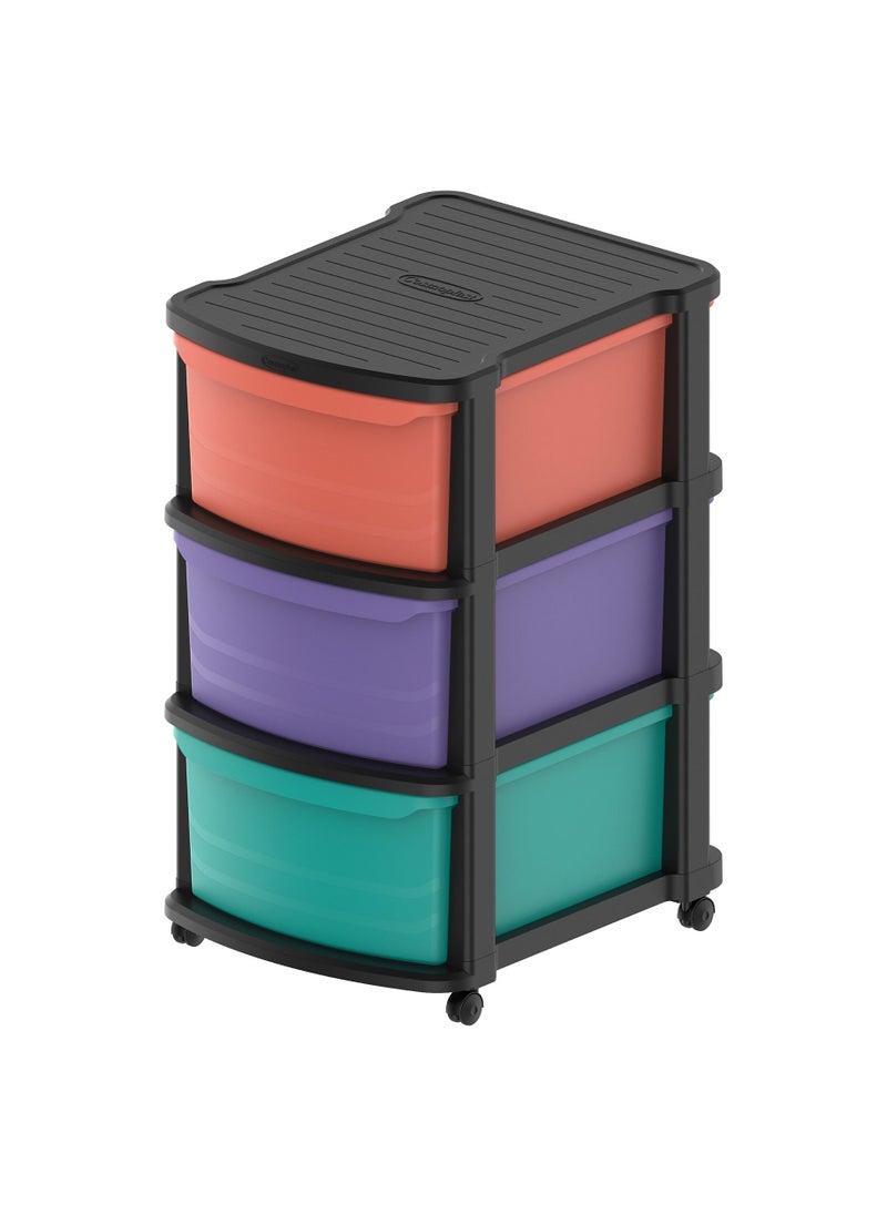 Cosmoplast 3 Tier Multipurpose Storage Cabinet with Wheels  - Image 1