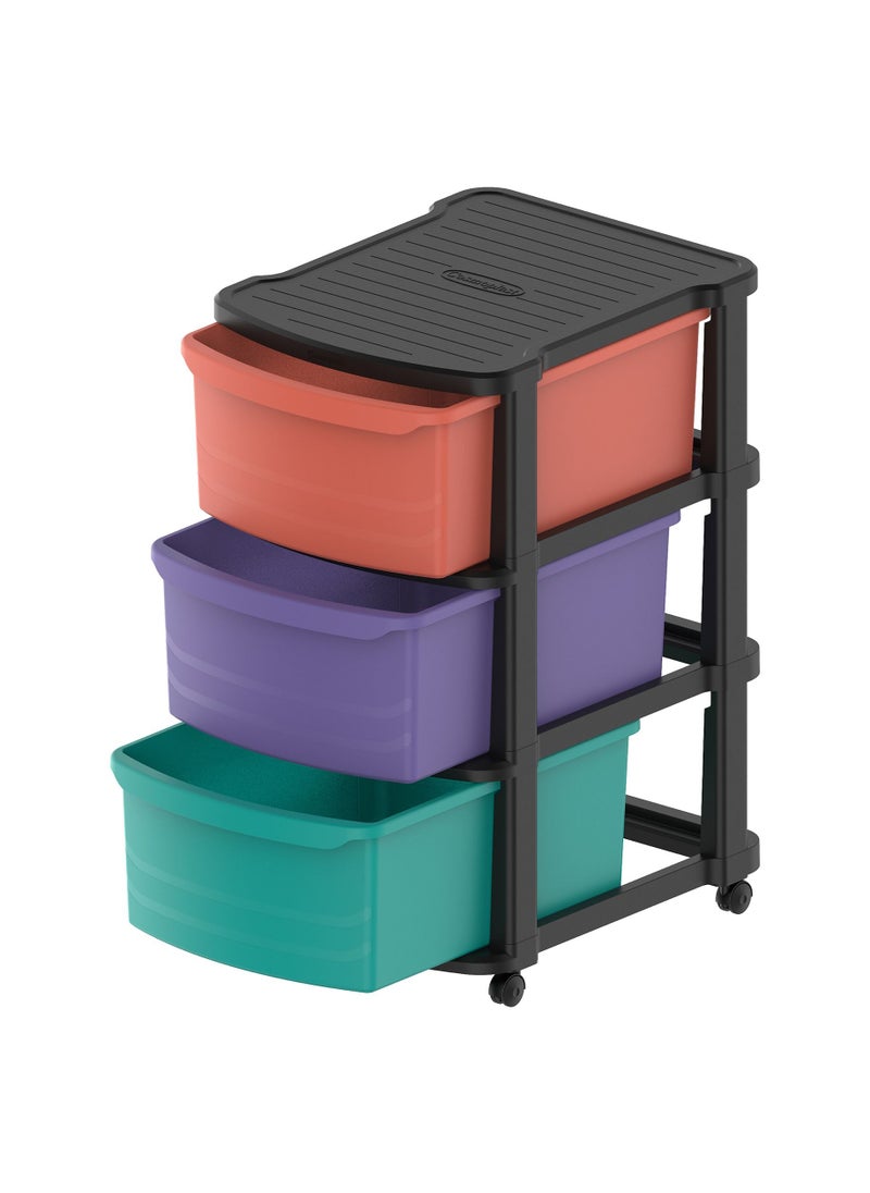 Cosmoplast 3 Tier Multipurpose Storage Cabinet with Wheels  - Image 4
