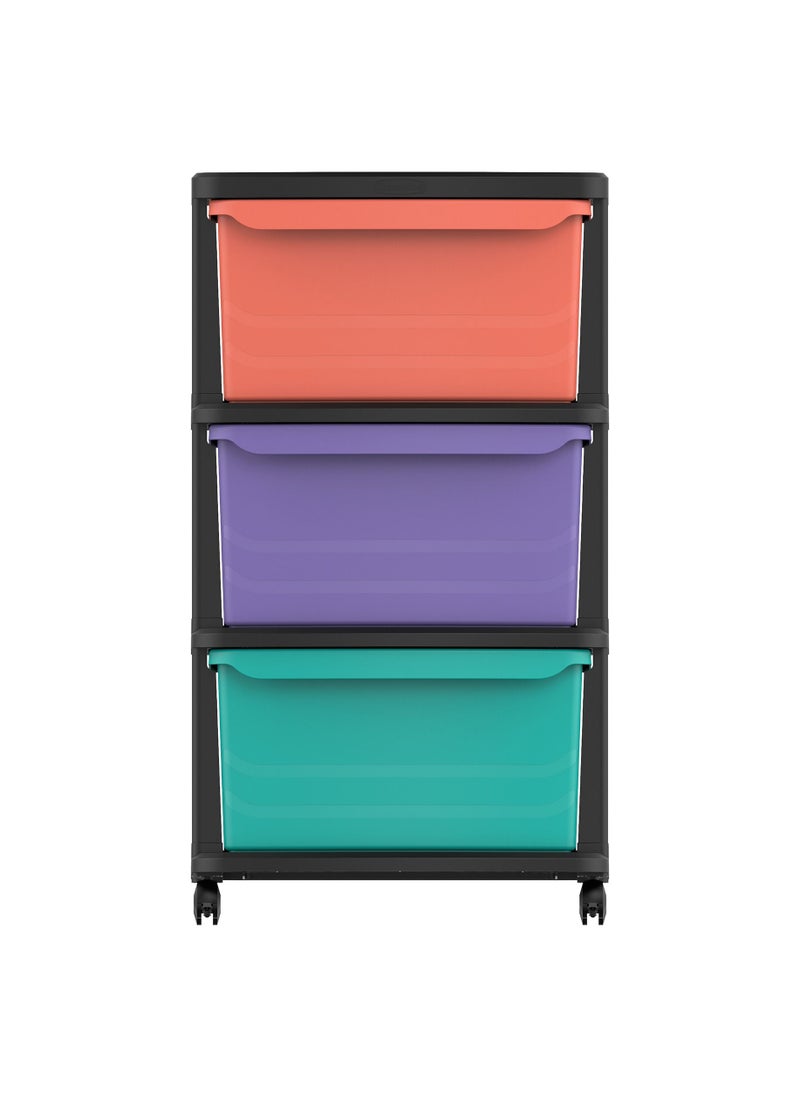 Cosmoplast 3 Tier Multipurpose Storage Cabinet with Wheels  - Image 2
