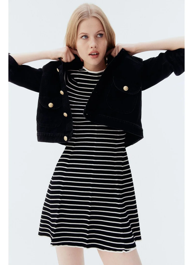 H&M Rib-knit flared-skirt dress