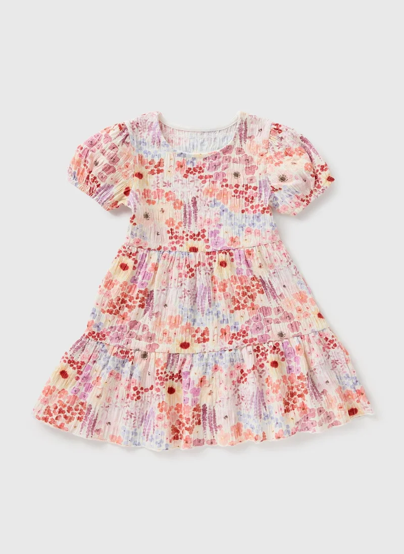 Matalan Girls Multicolour Floral Crinkle Dress