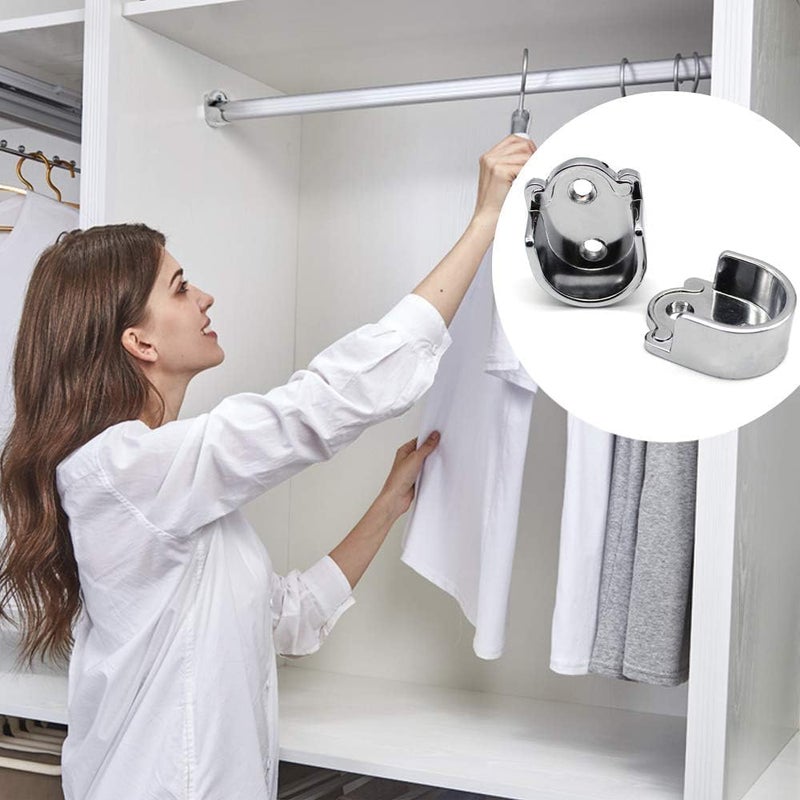 YARDHOBI Stainless Steel Closet Pole Sockets, Closet Rod End Supports, Heavy Duty Stainless Steel Closet Rod Brackets, Flange Set Rod Holder with Screws for Easy Installation and Quick Removal (4 Pack, 25mm) - Image 5