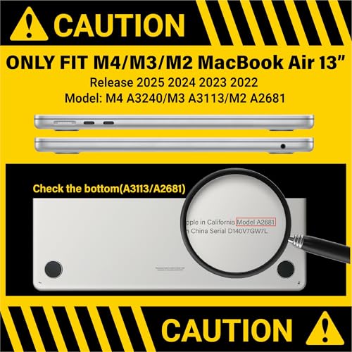 IBENZER Compatible with 2025 2024 2023 2022 MacBook Air 13 inch Case M4 A3240 M3 A3113 M2 A2681, Hardshell Case & KeyboardCover & ScreenFilm & Type-C for Mac Air 13.6, Crystal Clear, AT13-KK-CYCL+2TC - Image 2