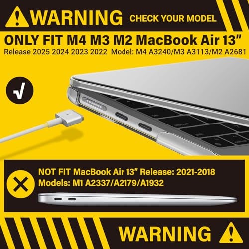 IBENZER Compatible with 2025 2024 2023 2022 MacBook Air 13 inch Case M4 A3240 M3 A3113 M2 A2681, Hardshell Case & KeyboardCover & ScreenFilm & Type-C for Mac Air 13.6, Crystal Clear, AT13-KK-CYCL+2TC - Image 3