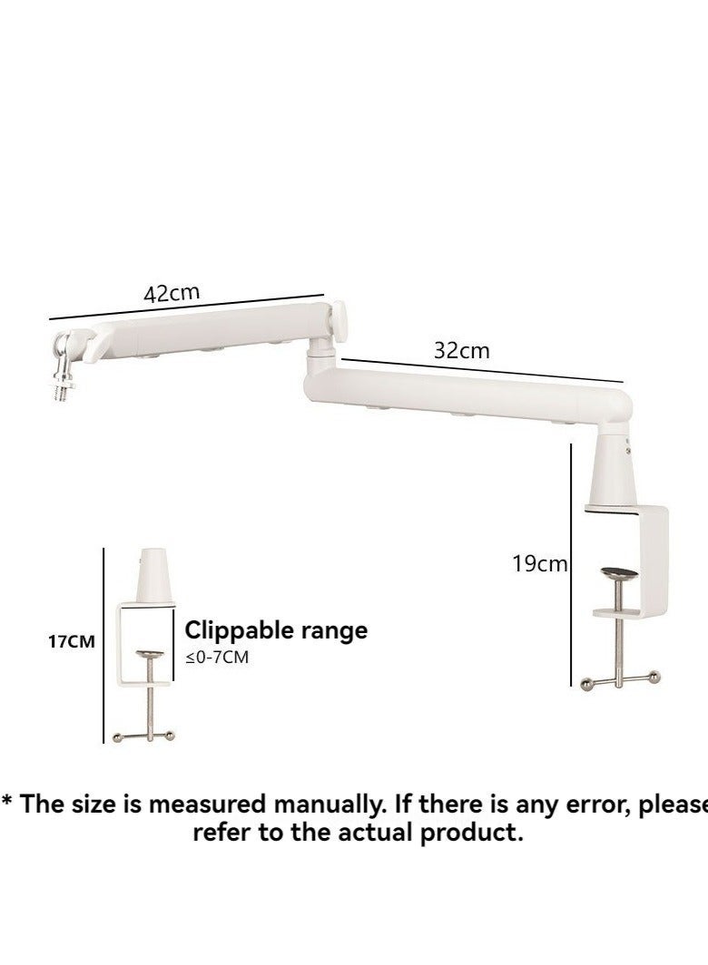 WALALLA Microphone Boom Arm Stand Low Profile Boom Arm Adjustable Mic Stand with Built In Cable Management 360° Swivel Mic Arm, Universal Multi-Function Stand for Mobile Phones and Tablets, White - Image 4