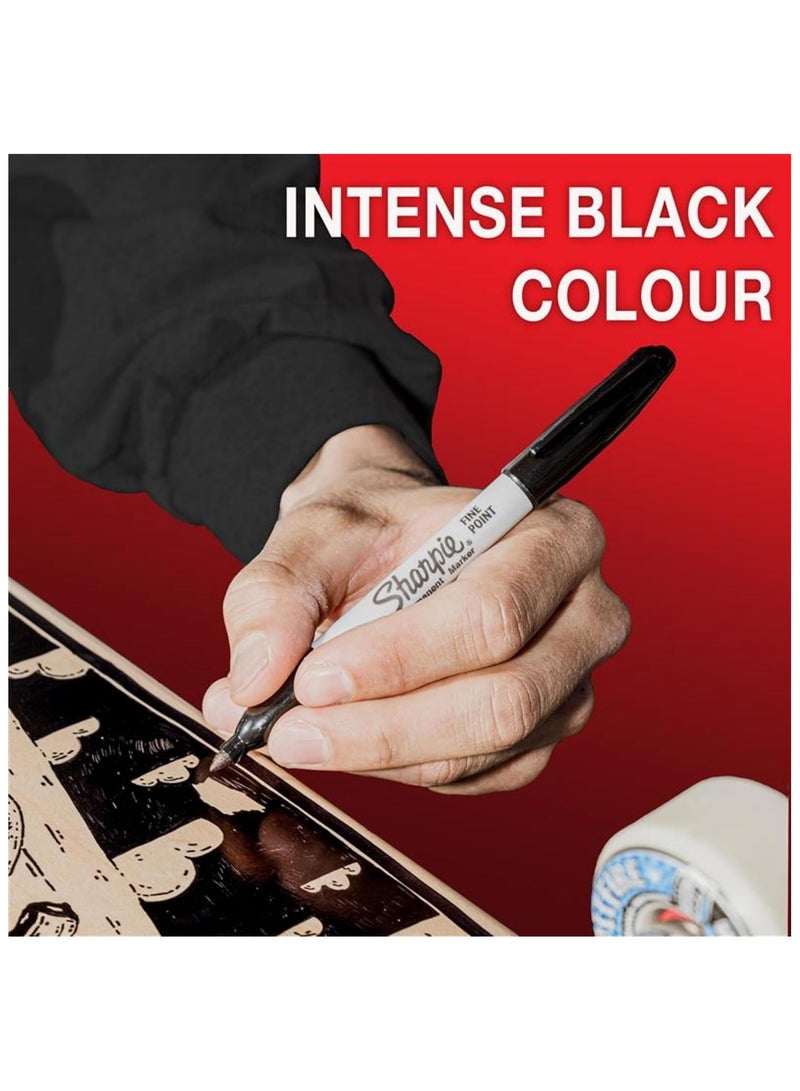 شاربي أقلام ماركر ثابتة من شاربي بخط رفيع ولون أسود، عبوة مكونة من 2 قلم - Image 2