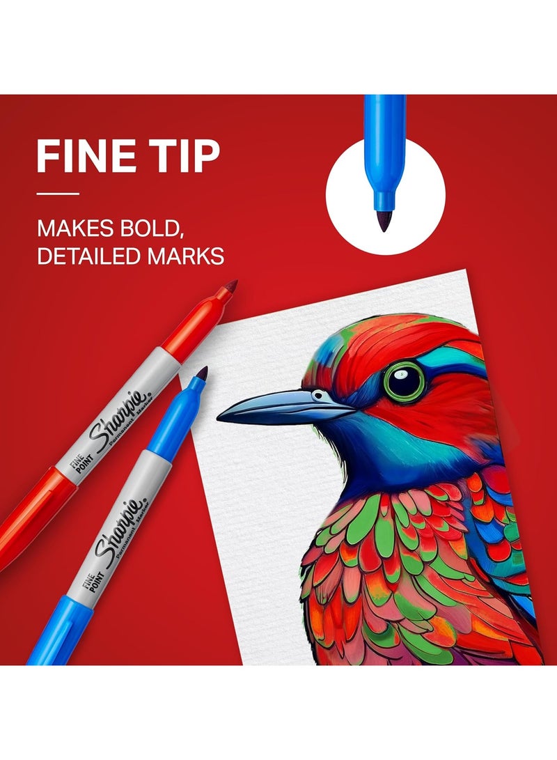 شاربي أقلام ماركر ثابتة من شاربي بخط رفيع ولون أسود، عبوة مكونة من 2 قلم - Image 4