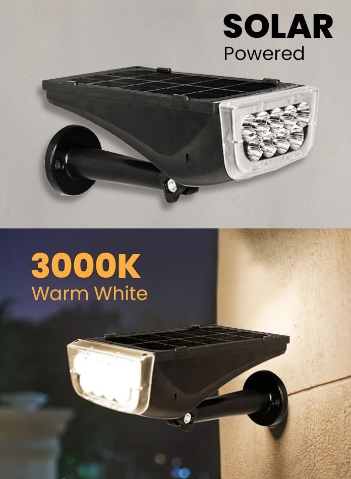 مودي مصباح جداري خارجي يعمل بالطاقة الشمسية، مزود بإضاءة LED بيضاء دافئة 3000 كلفن، يعمل تلقائيًا من الغسق إلى الفجر، مقاوم للماء، مناسب للحدائق والفلل والممرات والشرفات والإضاءة الخارجية. - Image 2