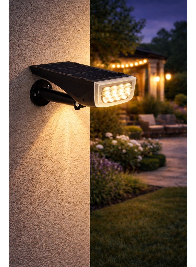مودي مصباح جداري خارجي يعمل بالطاقة الشمسية، مزود بإضاءة LED بيضاء دافئة 3000 كلفن، يعمل تلقائيًا من الغسق إلى الفجر، مقاوم للماء، مناسب للحدائق والفلل والممرات والشرفات والإضاءة الخارجية. - Image 1