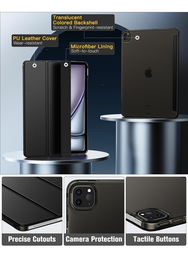 ELTRAZONE Sleek Black Hard Case for iPad Air 13-Inch M2 (2024) & iPad Pro 12.9-Inch (6th/5th Gen) – Frosted PC Back with Touch ID & Pencil Compatibility - Image 4