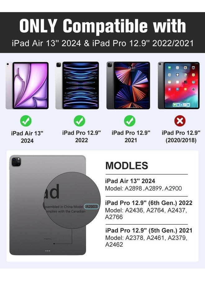 ELTRAZONE Sleek Black Hard Case for iPad Air 13-Inch M2 (2024) & iPad Pro 12.9-Inch (6th/5th Gen) – Frosted PC Back with Touch ID & Pencil Compatibility - Image 2