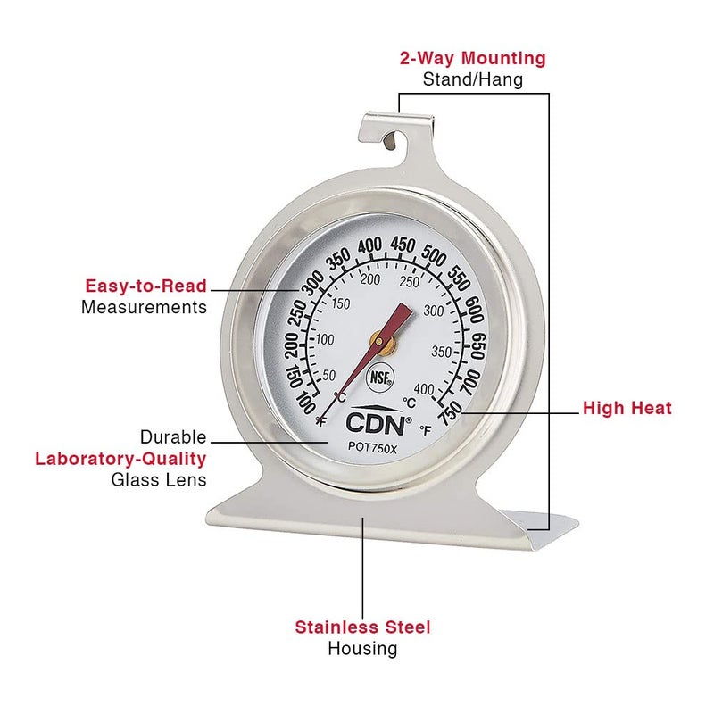 CDN POT750X ProcAccurate High Heat Oven Thermometer,Silver - Image 2