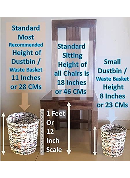 Sonas Creation Sonas Creation Paperus Natural Opentop Dustbin Waste Basket Paper Bin Trash Can Storage Basket Standard Size 10 Liter 11 inch Tall EcoFriendly Handmade of Paper Ropes  - Image 2