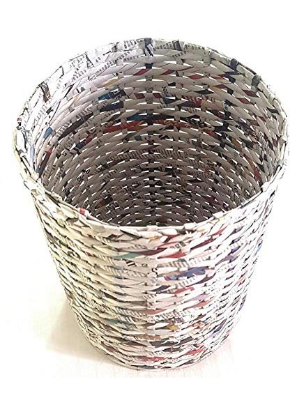 Sonas Creation Sonas Creation Paperus Natural Opentop Dustbin Waste Basket Paper Bin Trash Can Storage Basket Standard Size 10 Liter 11 inch Tall EcoFriendly Handmade of Paper Ropes  - Image 1