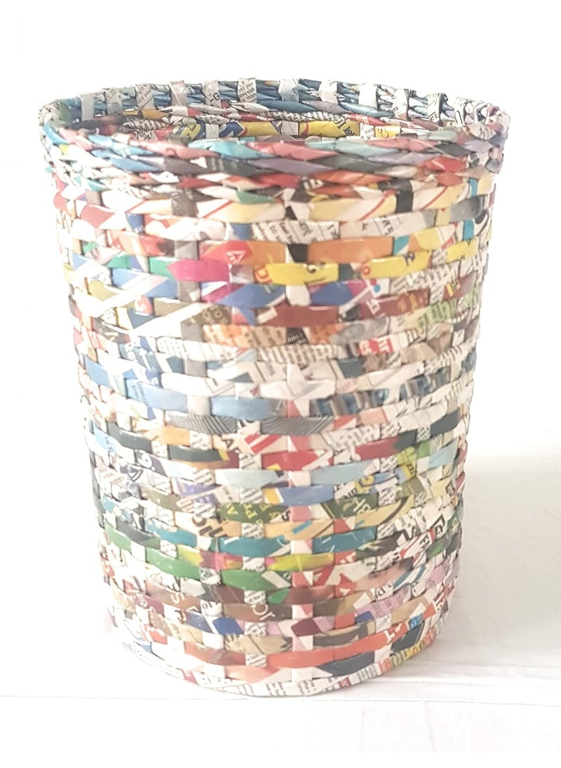 Sonas Creation Sonas Creation Paperus Natural Opentop Dustbin Waste Basket Paper Bin Trash Can Storage Basket Standard Size 10 Liter 11 inch Tall EcoFriendly Handmade of Paper Ropes  - Image 5