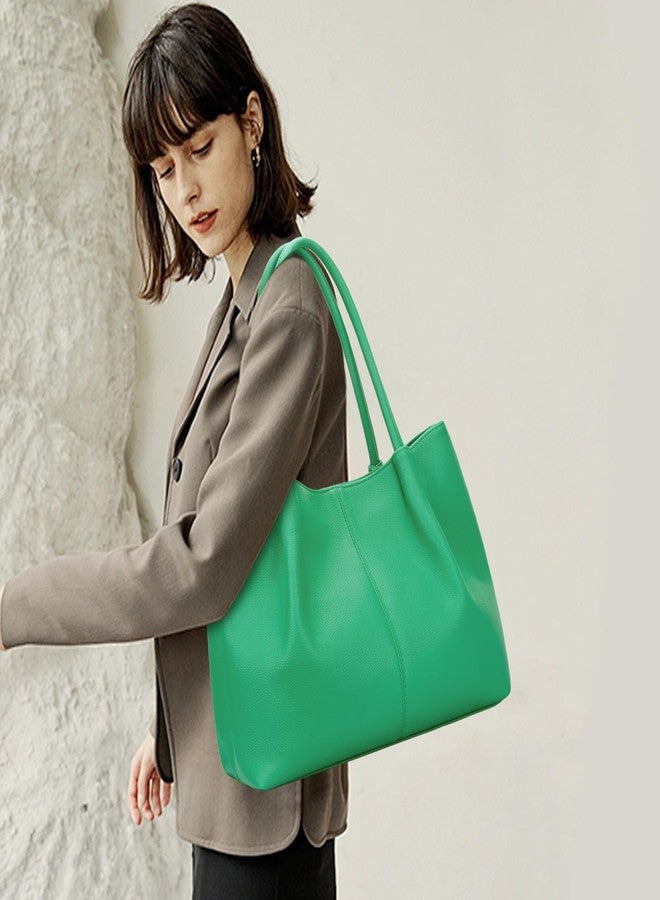 KKXIU Tote Bag for Women Vegan Leather Shoulder Purse Large Capacity Travel Bag (Green) - Image 2