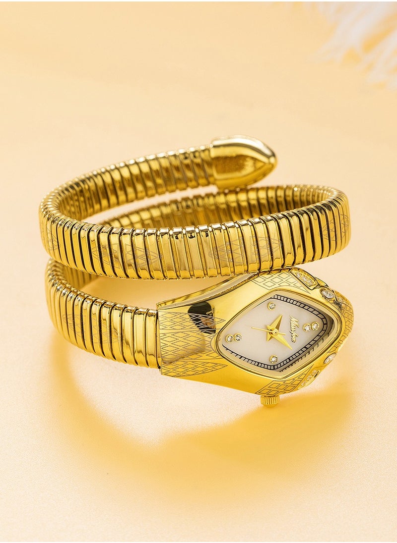 MISS FOX Luxury Fashion Ladies' Watch High-Elastic Snake-Shaped Strap Diamond-Shaped Dial Mineral Reinforced Glass Mirror Waterproof Bracelet Watch  - Image 2