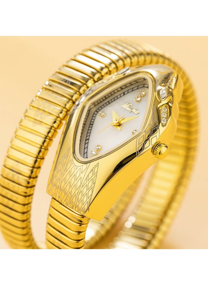 MISS FOX Luxury Fashion Ladies' Watch High-Elastic Snake-Shaped Strap Diamond-Shaped Dial Mineral Reinforced Glass Mirror Waterproof Bracelet Watch  - Image 3