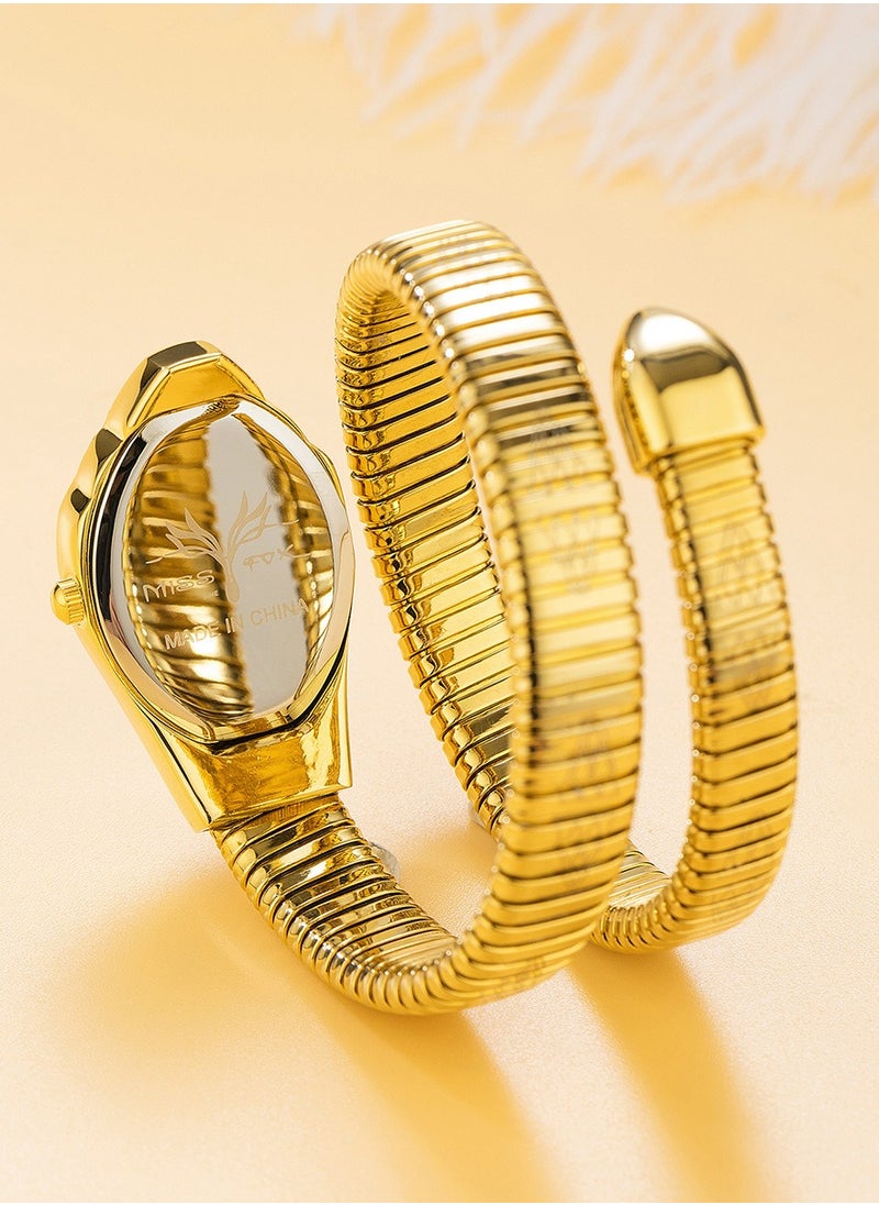 MISS FOX Luxury Fashion Ladies' Watch High-Elastic Snake-Shaped Strap Diamond-Shaped Dial Mineral Reinforced Glass Mirror Waterproof Bracelet Watch  - Image 4