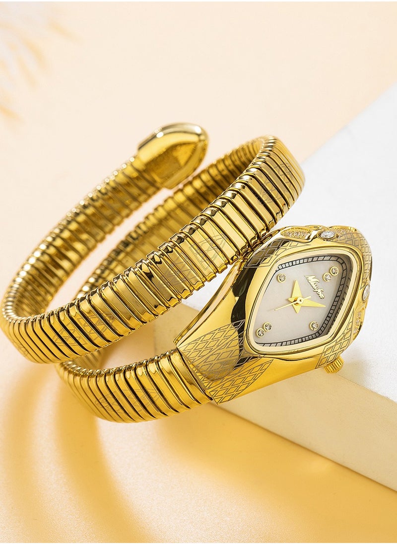 MISS FOX Luxury Fashion Ladies' Watch High-Elastic Snake-Shaped Strap Diamond-Shaped Dial Mineral Reinforced Glass Mirror Waterproof Bracelet Watch  - Image 5