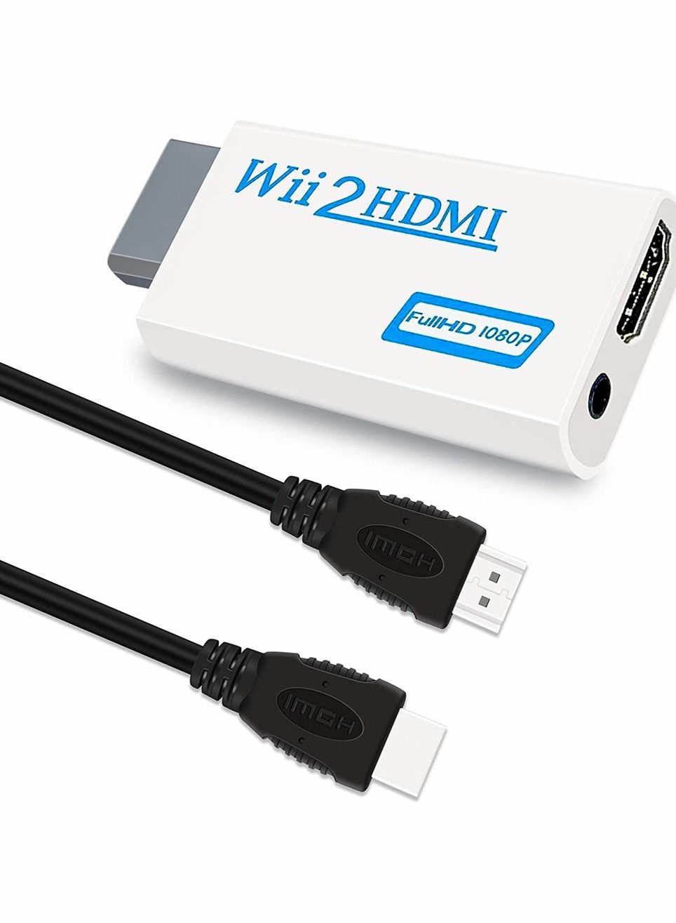 Wii to HDMI Converter, Wii to Hdmi Adapter 1080P with 5FT High Speed HDMI Cable Wii2 HDMI Adapter with 3.5mm Audio Jack And 1080p 720p HDMI Output Compatible with All Wii Display Modes (White) 