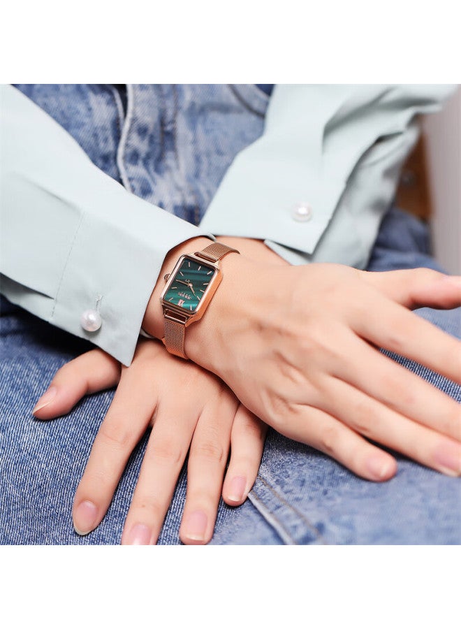 Julius Julius Women's Watch With Small Square Dial, Simple And Elegant, Fashionable Tagram Style, Small Green Watch For Students, Quartz Women's Watch With Green Dial Ja-1267b  - Image 3
