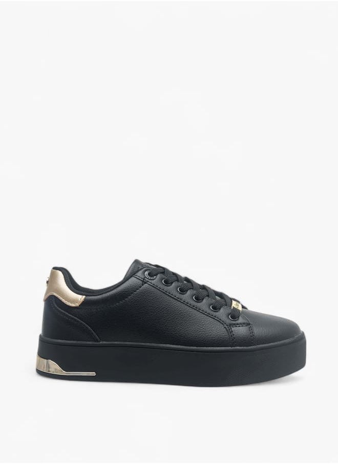 Celeste Women's Solid Chunky Sneakers with Lace-Up Closure  - Image 3