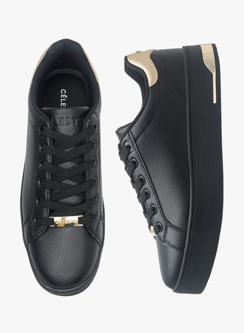 Celeste Women's Solid Chunky Sneakers with Lace-Up Closure