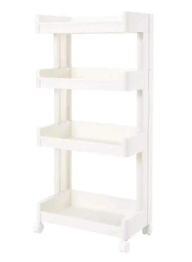 سکیلو بلاستيكي للمطبخ بثلاث طبقات من سوكيلو مزود بعجلات - عربة رفوف قائمة متعددة الطبقات للحمام وغرفة المعيشة وغرفة النوم والمكتب - منظم موفر للمساحة للاستخدام المنزلي، لون أبيض - Image 1