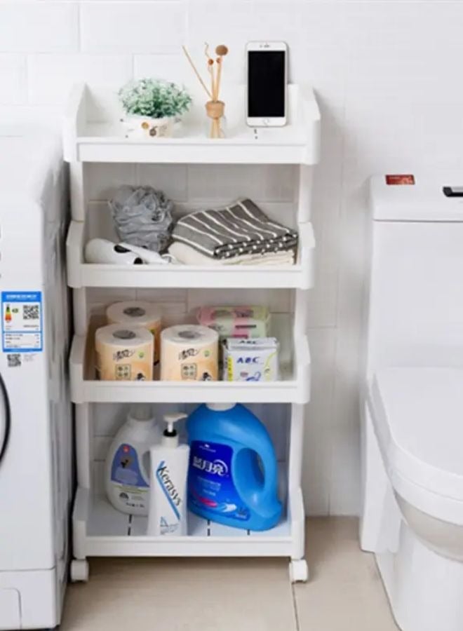 سکیلو بلاستيكي للمطبخ بثلاث طبقات من سوكيلو مزود بعجلات - عربة رفوف قائمة متعددة الطبقات للحمام وغرفة المعيشة وغرفة النوم والمكتب - منظم موفر للمساحة للاستخدام المنزلي، لون أبيض - Image 5