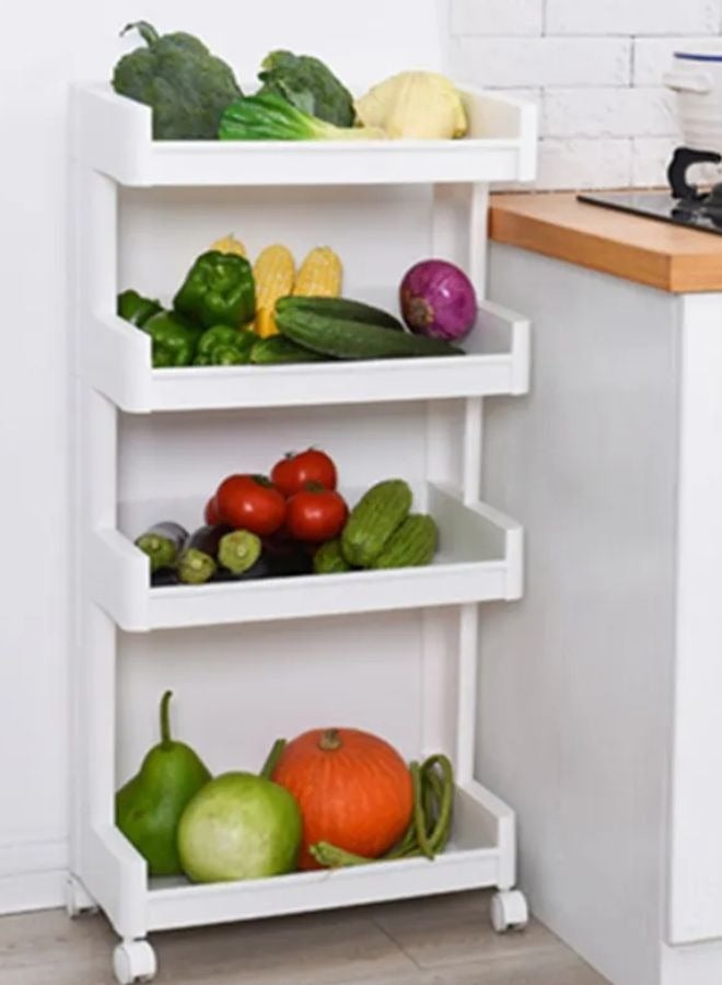 سکیلو بلاستيكي للمطبخ بثلاث طبقات من سوكيلو مزود بعجلات - عربة رفوف قائمة متعددة الطبقات للحمام وغرفة المعيشة وغرفة النوم والمكتب - منظم موفر للمساحة للاستخدام المنزلي، لون أبيض - Image 3