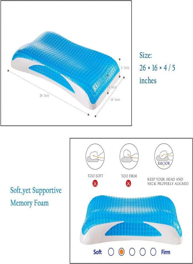 EUCIOR Cooling Gel Pillow,Memory Foam Cooling Gel Pillow,Cooling Orthopedic Memory Foam Pillow for Side Back Stomach Sleeper,A Relaxed Sleeping Experience - Pack of 1(Queen Size) - Image 3